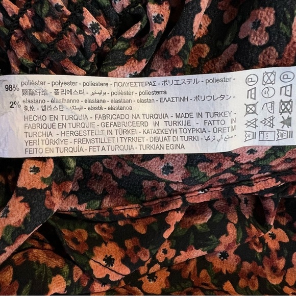 Zara Ditsy Floral-Shirring-Ruffle-Long Sleeve-Mini Dress-Back Slit-Women XS - Picture 12 of 12